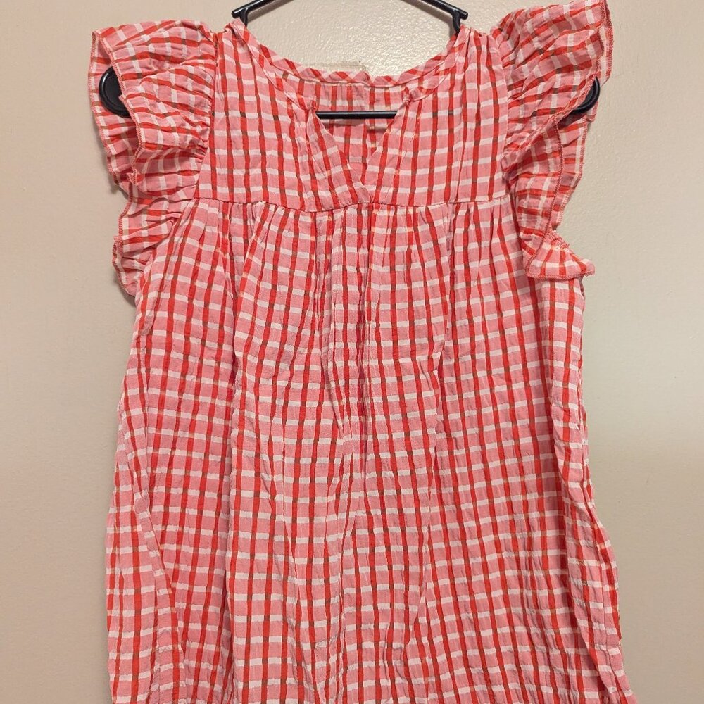Effordram Red Plaid Top, M